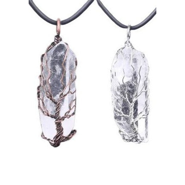 collier arbre de vie avec cristal de roche