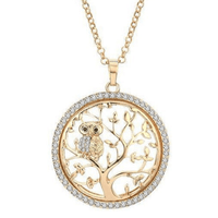 Thumbnail for pendentif arbre de vie chouette dorée