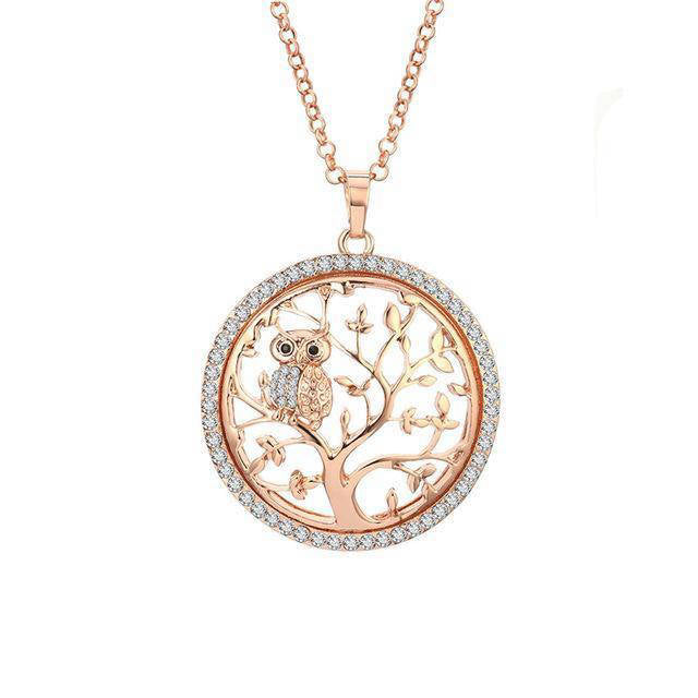 Pendentif Arbre de Vie Chouette Dorée