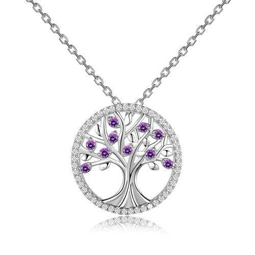 Pendentif Arbre de Vie Argent 925 Sterling Silver Violet