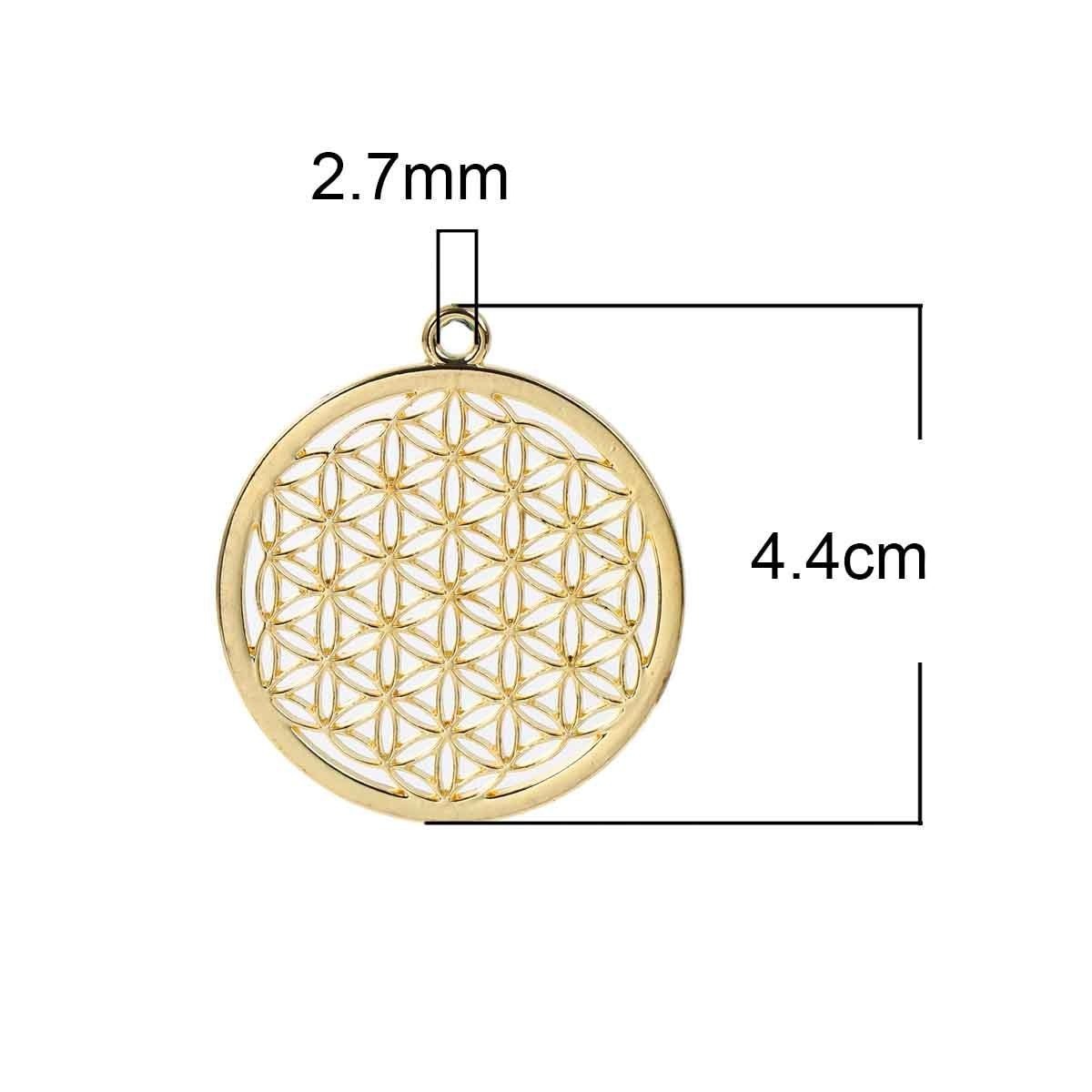 pendentif fleur de vie plaqué or dimensions