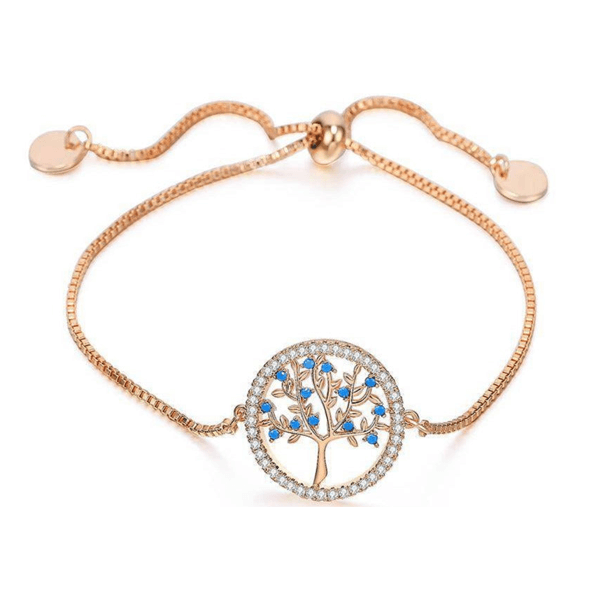 bracelet arbre de vie couleur or et bleu