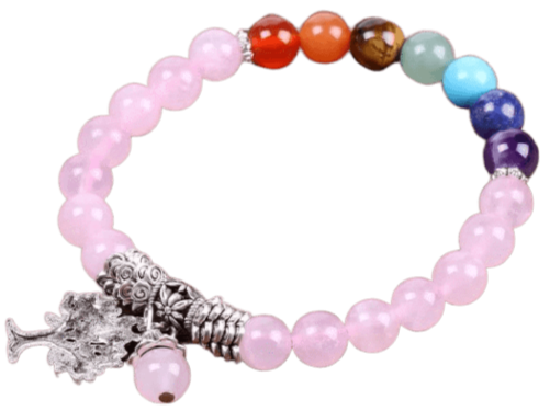 Bracelet Arbre de Vie Quartz Rose 7 chakras