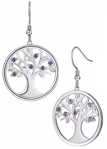 Boucles d'Oreilles Arbre de Vie Argent Topaze