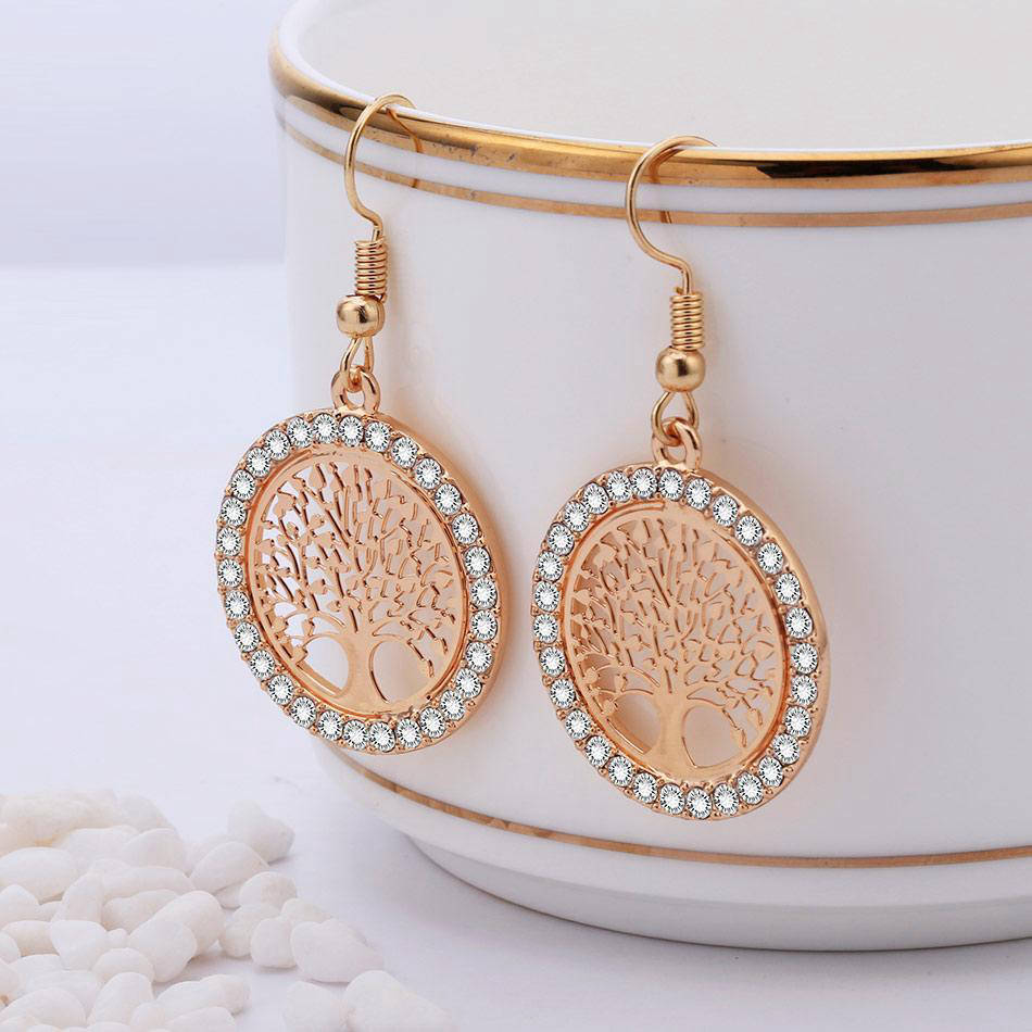 Boucle d'Oreille Arbre de Vie <br> Dorées
