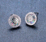 Boucles d'Oreilles Arbre de Vie Givre argenté