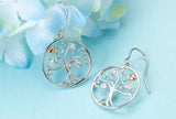 Boucles d'Oreille Arbre de Vie Coeur Argent