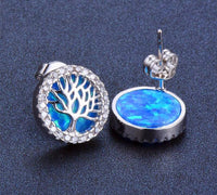 Thumbnail for Boucles d'Oreilles Arbre de Vie Arc-en-ciel bleu