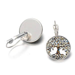 Boucles d'Oreilles Arbre de Vie Blanches Clips