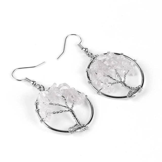 Boucle d'Oreille Arbre de Vie <br> En Pierres Naturelles