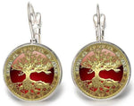 Boucles d'Oreilles Arbre de Vie Rouges