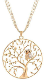 Pendentif Arbre de Vie Chouette dorée