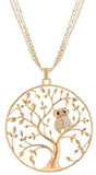 Pendentif Arbre de Vie Chouette dorée