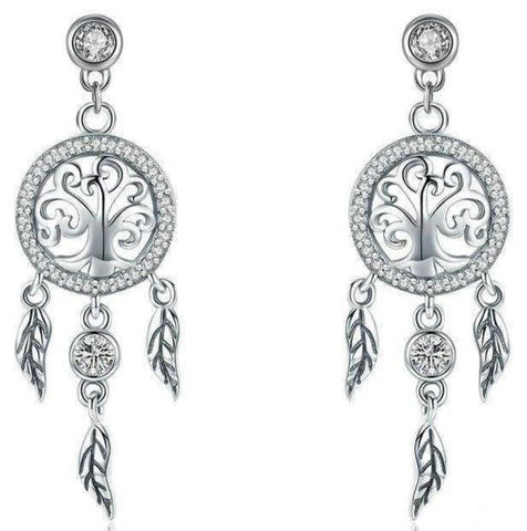 Boucles d'Oreilles Arbre de Vie Attrapeur de Rêve