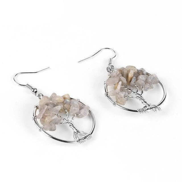 Boucle d'Oreille Arbre de Vie <br> En Pierres Naturelles