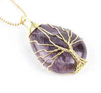Thumbnail for pendentif arbre de vie améthyste avec la chaîne en or