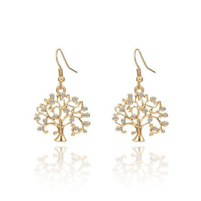 Boucles d'Oreilles Arbre de Vie Or et Argent