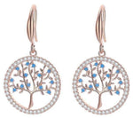 Boucles d'Oreilles Arbre de Vie Or et Bleu