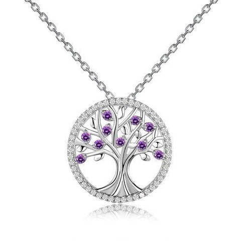 Pendentif Arbre de Vie Argent 925 Sterling Silver Violet