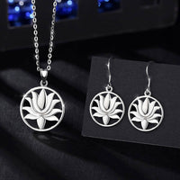 Thumbnail for Boucles d'Oreilles Arbre de Vie Lotus Argent 925 Sterling Silver
