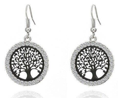 Boucles d'Oreilles Arbre de Vie Noires
