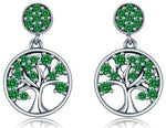 Boucles d'Oreilles Arbre de Vie Émeraude
