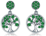 Boucles d'Oreilles Arbre de Vie Émeraude