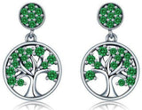 Boucles d'Oreilles Arbre de Vie Émeraude