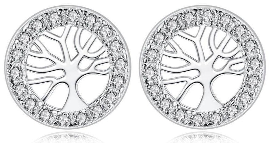 Boucles d'Oreilles Arbre de Vie Zircon