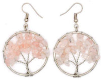 Thumbnail for Boucles d'Oreilles Arbre de Vie Quartz Rose