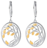 Boucles d'Oreilles Arbre de Vie Argent Doré