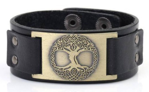 bracelet arbre de vie en cuir noir