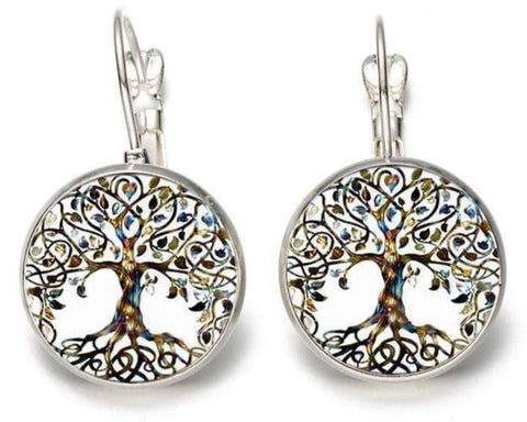 Boucles d'Oreilles Arbre de Vie Blanches