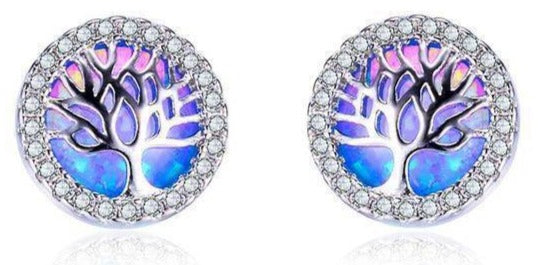 Boucles d'Oreilles Arbre de Vie Arc-en-ciel