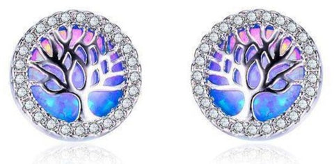 Boucles d'Oreilles Arbre de Vie Arc-en-ciel