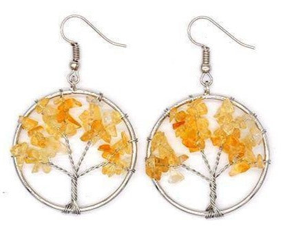 Boucles d'Oreilles Arbre de Vie Chakra Solaire