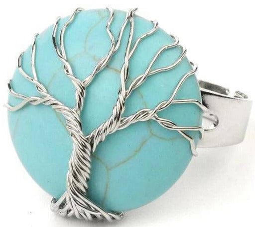 Bague arbre de vie turquoise