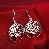 Boucle d'Oreille Arbre de Vie <br> Plaquées Argent