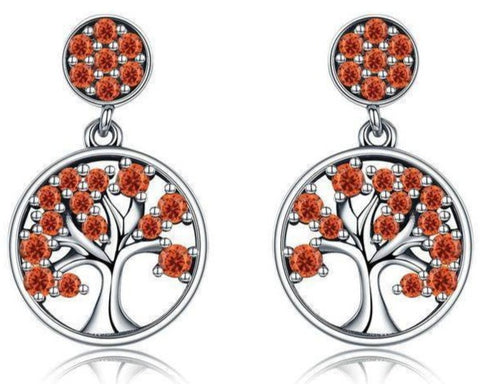 Boucles d'Oreilles Arbre de Vie Orange