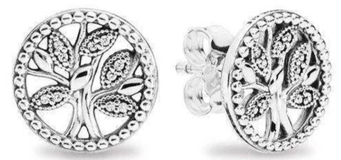 Boucles d'Oreilles Arbre de Vie Argentées