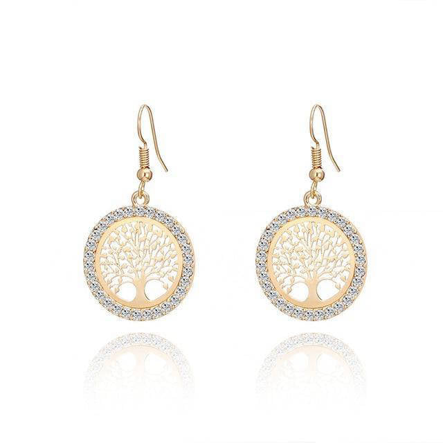 Boucle d'Oreille Arbre de Vie <br> Dorées