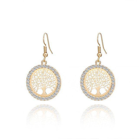 Boucle d'Oreille Arbre de Vie <br> Dorées