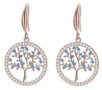 Boucles d'Oreilles Arbre de Vie Or Rose