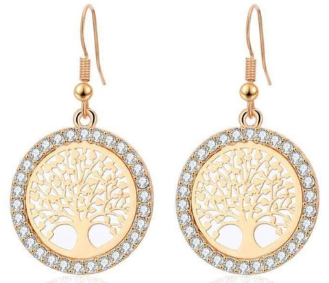 Boucles d'Oreilles Arbre de Vie dorées