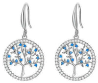 Thumbnail for Boucles d'Oreilles Arbre de Vie Argent et Bleu
