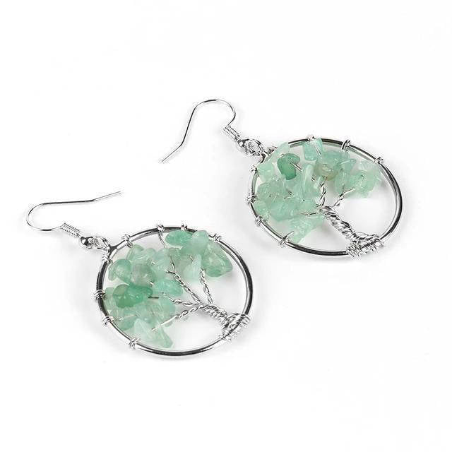 Boucle d'Oreille Arbre de Vie <br> En Pierres Naturelles
