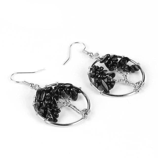 Boucle d'Oreille Arbre de Vie <br> En Pierres Naturelles