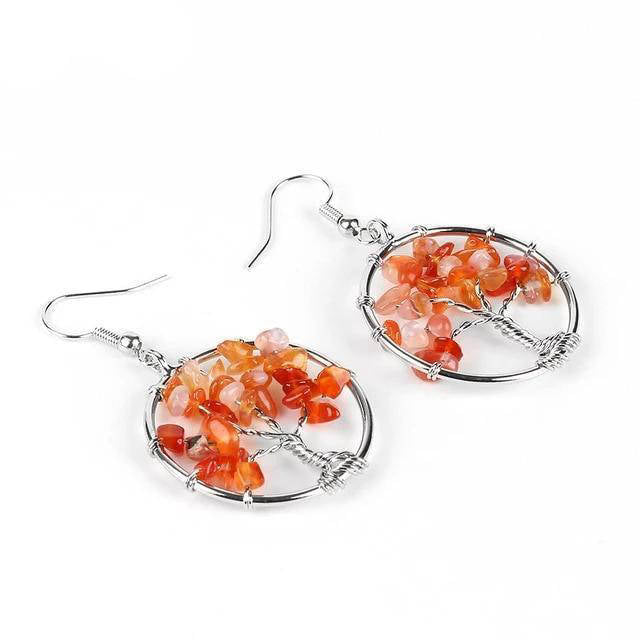 Boucle d'Oreille Arbre de Vie <br> En Pierres Naturelles