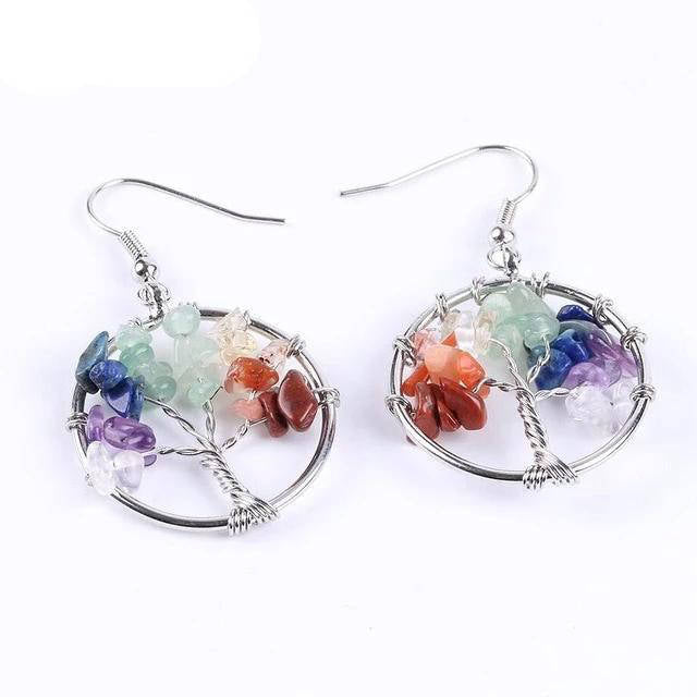 Boucle d'Oreille Arbre de Vie <br> En Pierres Naturelles
