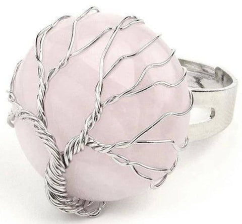 Bague Arbre de Vie Quartz Rose